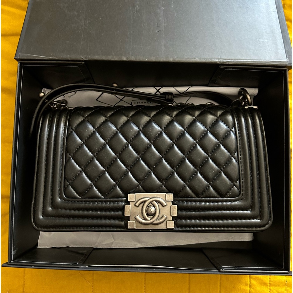 CC leather “quilted” shoulder bag
